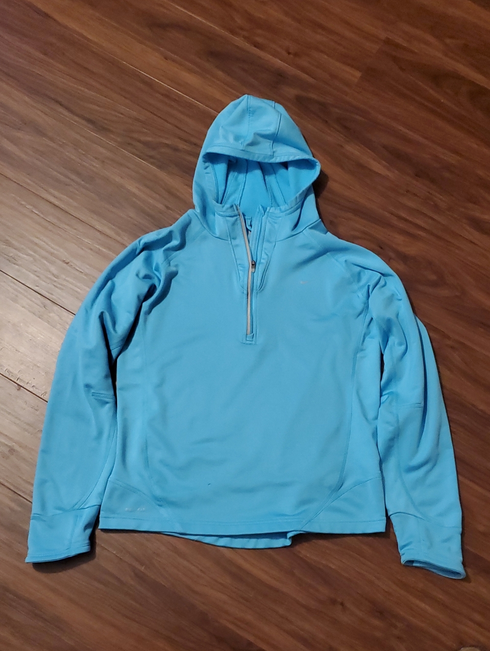Nike Dri-Fit Sky Blue Quarter-Zip Hooded Pullover